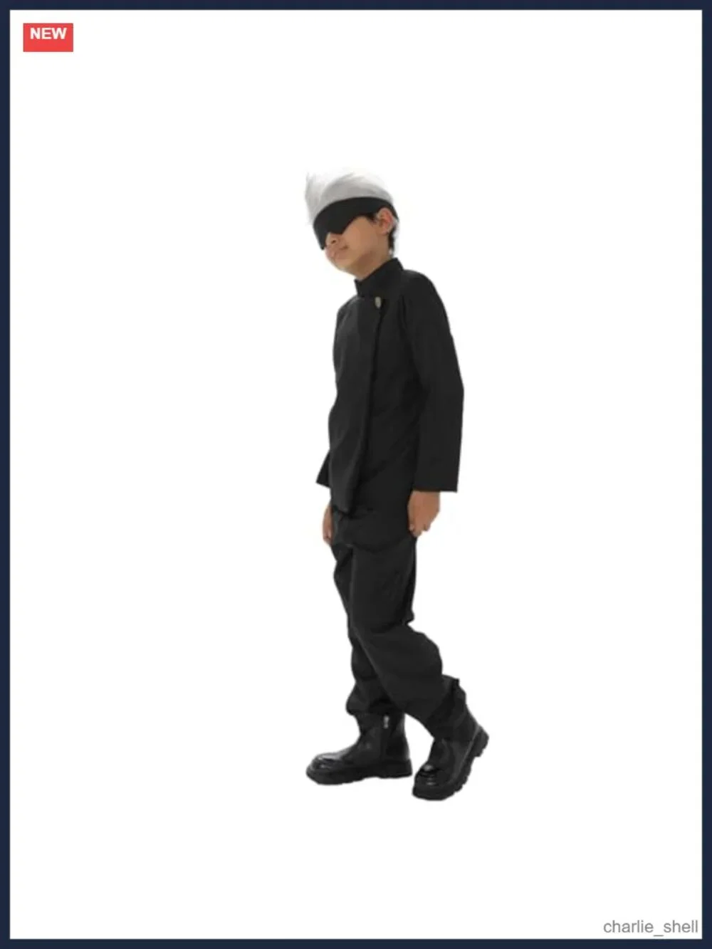 Kids Sorcerer Costume Set with Wig Blindfold Uniform Halloween